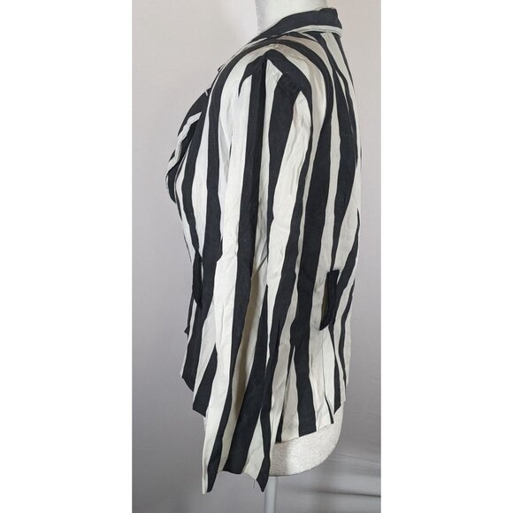 Vintage Workables by Francine Browner Black And White Striped Blazer - Picture 10 of 11